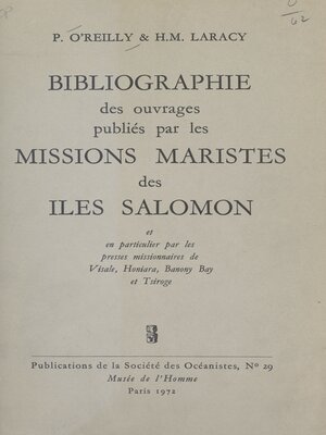 cover image of Bibliographie des ouvrages publiés par les missions maristes des îles Salomon